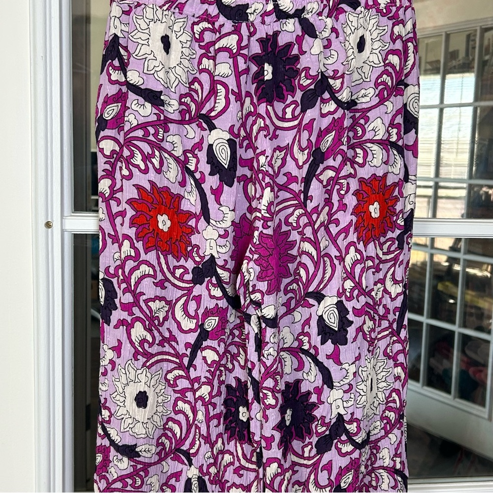 Cynthia Rowley Floral Purple Wide‎ Leg Pants Size Small - Picture 10 of 14